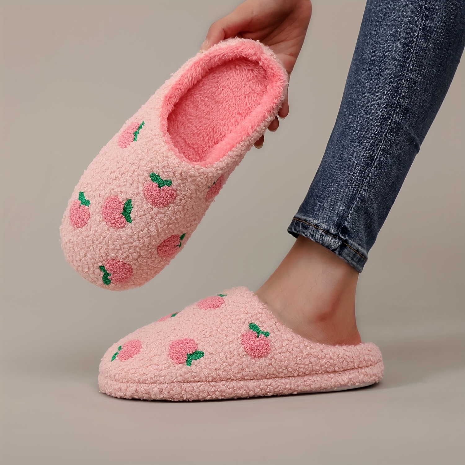 Image of Women's Print Cozy Fluffy Slip-on Home Slippers, Soft Indoor Non-slip Slippers, A Gift For A One., Women Shoes