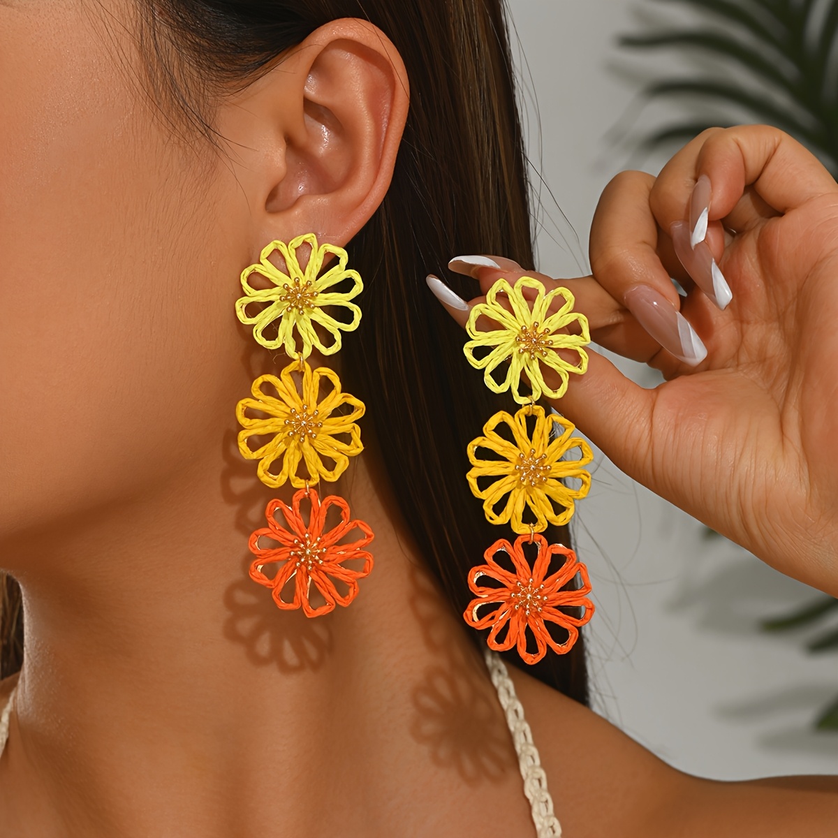 Women's Bohemian Style Multi-Colored Dangle Earrings, Summer Vibes