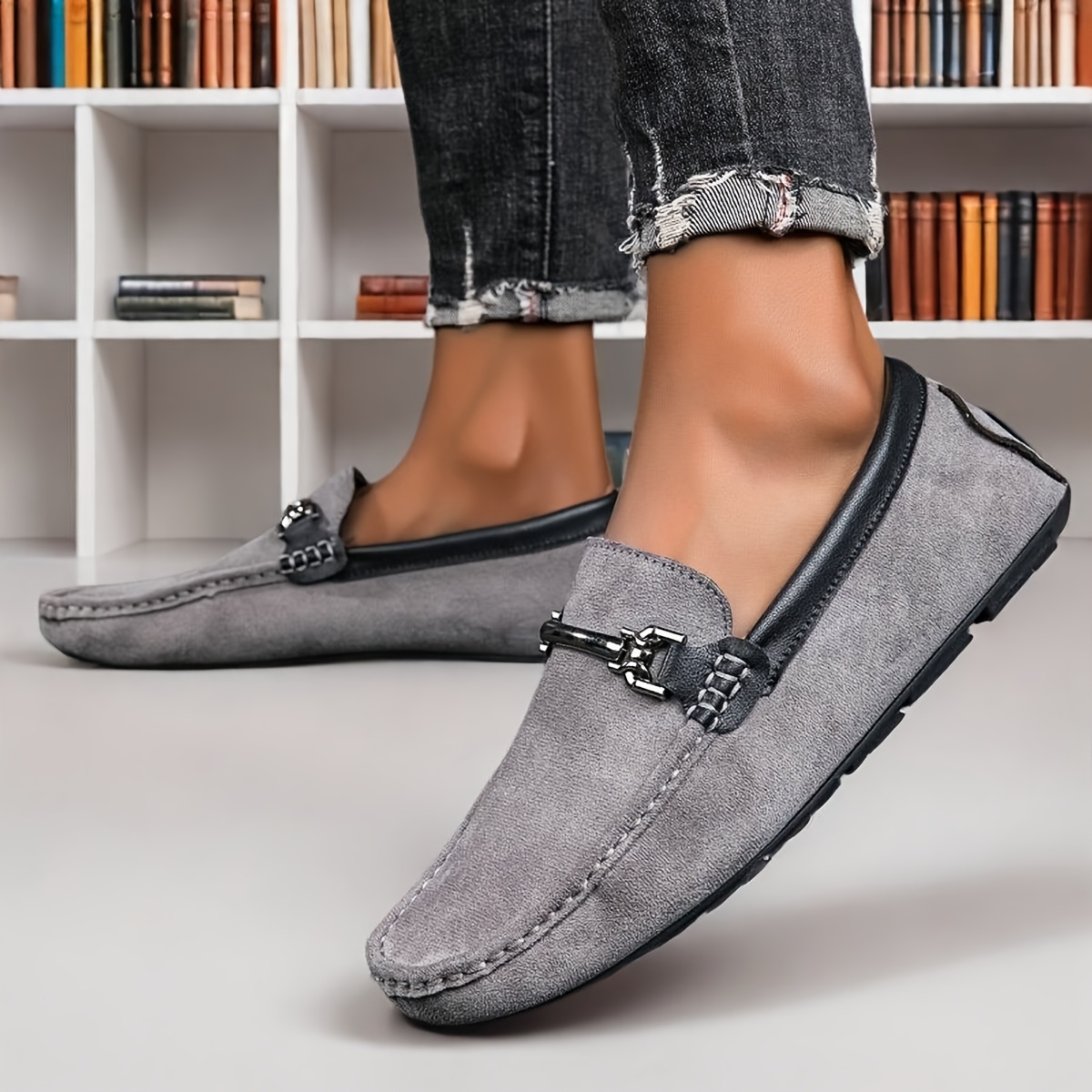 Men's Loafers, Handcrafted Men's Loafers, Slip-On Moccasins, Large Size Comfortable Casual Flat Shoes for Work, Walking, and Driving