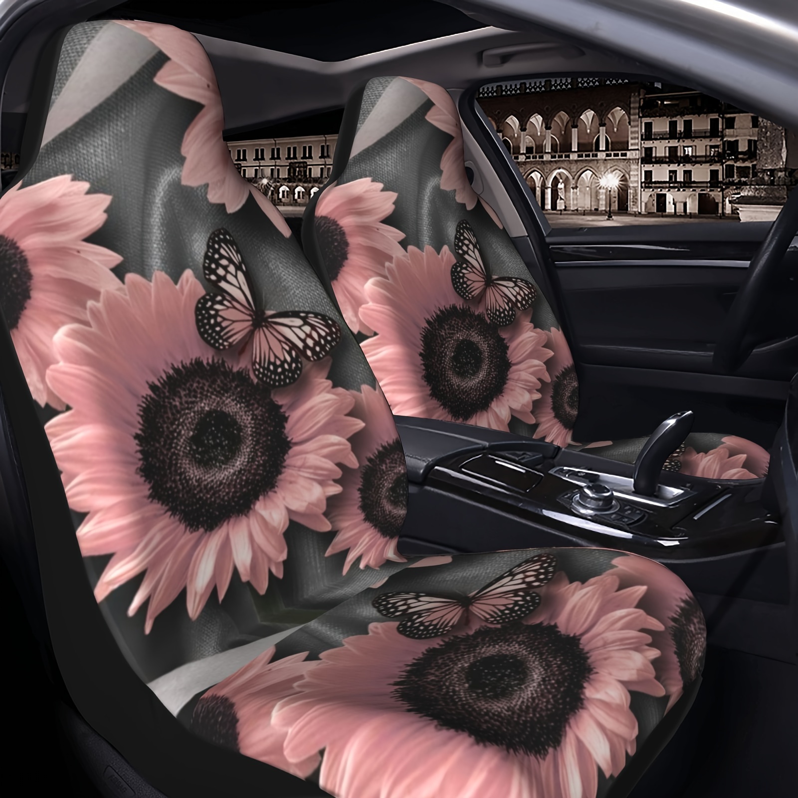 

Pink Sunflower Butterfly Print Car Seat Cover