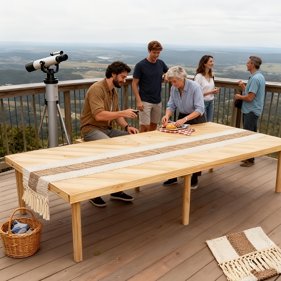 Portable Bohemian Style Low Picnic Table | Foldable Beach and Outdoor Table with Tablecloth, Pine Wood, Suitable for Beach, Camping, Outdoor Gatherings, Backyard Use, Size: 59.8*29.9*16.9 inches