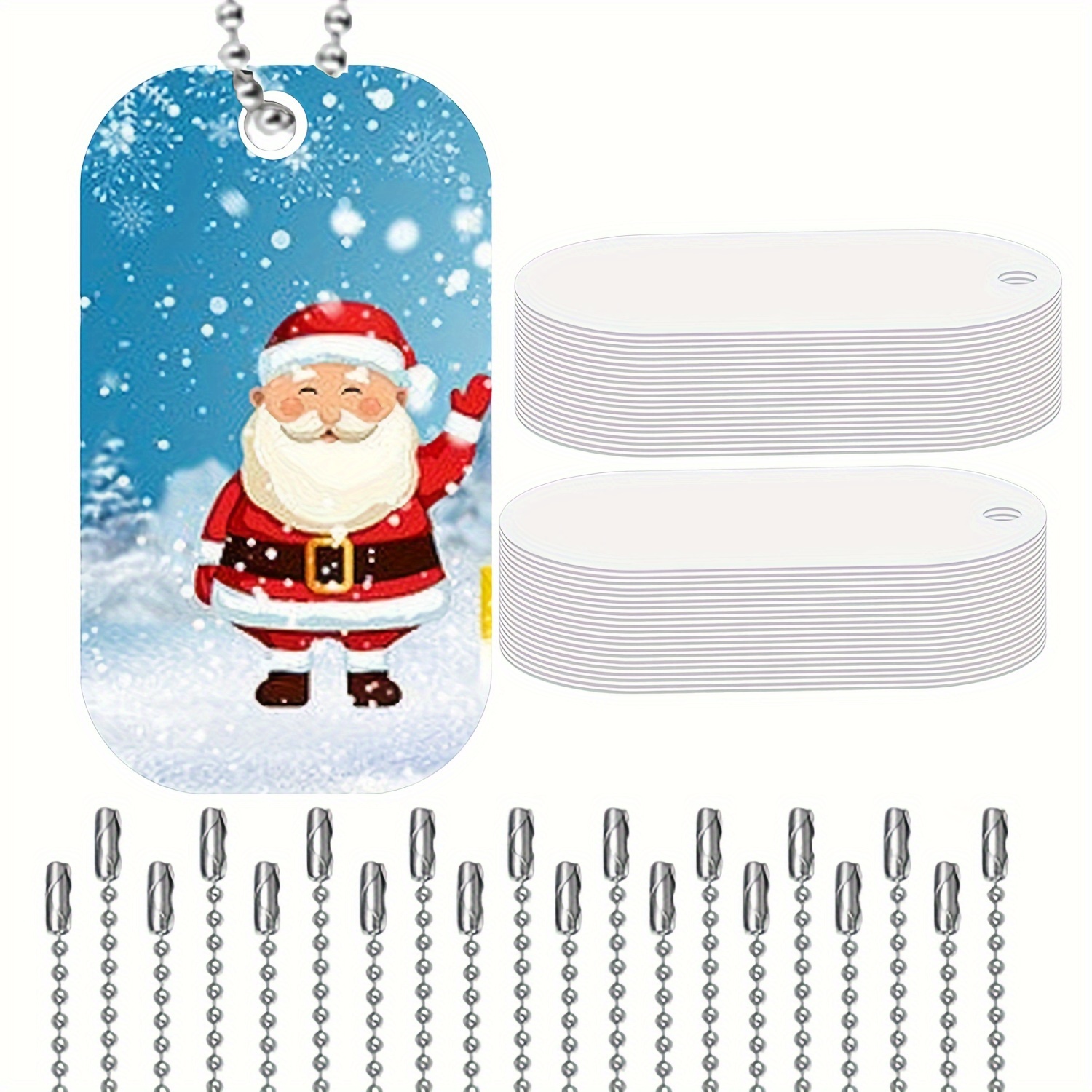 

Lot de 20 Pendentifs en Aluminium Vierges pour Sublimation avec Chaînes - Parfaits pour Bijoux DIY, pour Animaux & Breloques pour Sacs à Main - Thème de Noël