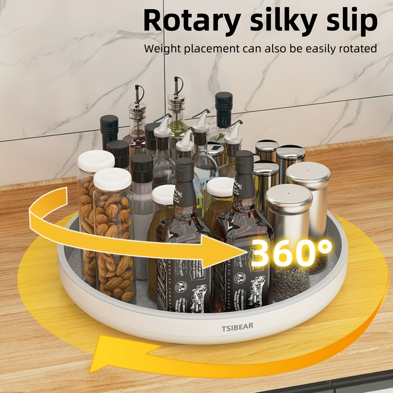 

360° Rotating - - Kitchen Countertop Organizer For Condiment Bottles, Spices Storage , Plastic For Accessories