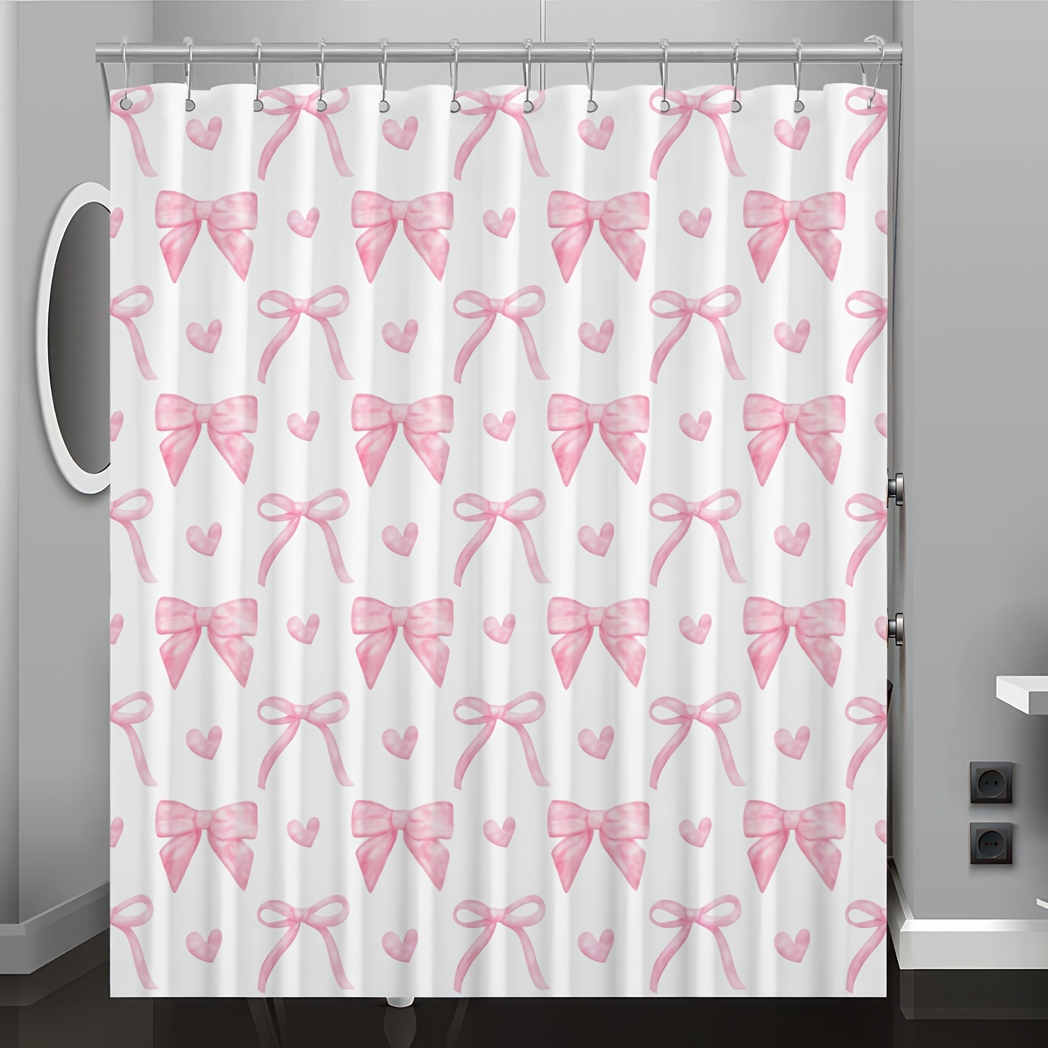 

1pc Pattern Shower Curtain, Bathroom Decoration And Home Decoration, Free Hook, Machine Washable, Jacquard Weaving Waterproof Polyester Fabric