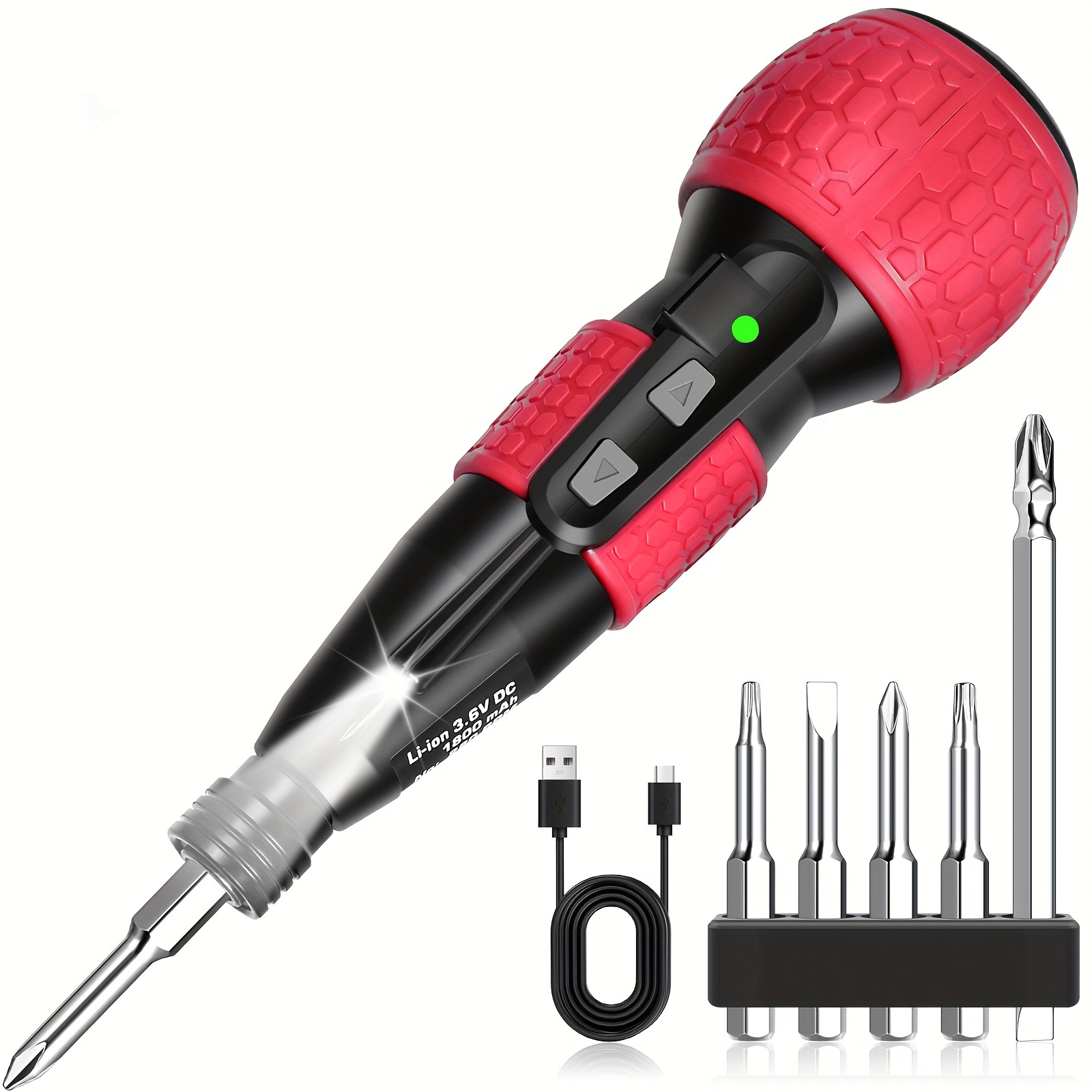 

Screwdriver Kit, Rechargeable Led , 5 Screwdriver , Hex , Bit And Bag