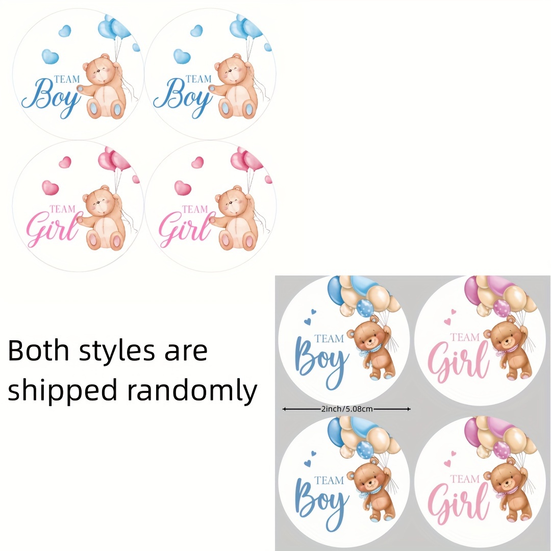 

80-pack Gender Reveal Stickers - Team Girl & Team Boy Designs For Baby Shower And Party Decorations, Self-adhesive Paper Labels