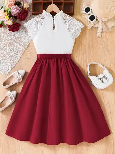 teen girls lace short sleeve casual dress kids' - Temu Ireland teen girls lace short sleeve casual dress kids' - Temu Ireland