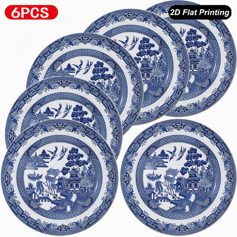 TEMU 2d Flat Blue And White Chinoiserie Round Placemats Table Mats 15 Inch Party Home Dining Decor Table Decorations