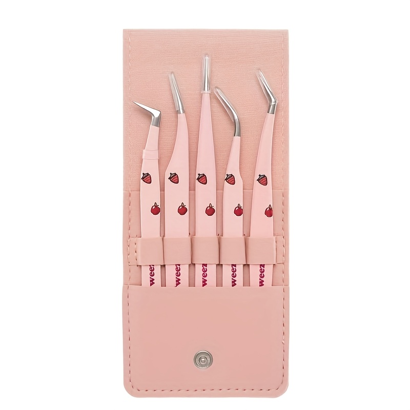 TEMU 5pcs Eyelash Tweezers Set | Precision Stainless Steel Tweezers For 2d-6d Volume & Individual False Lashes Extensions