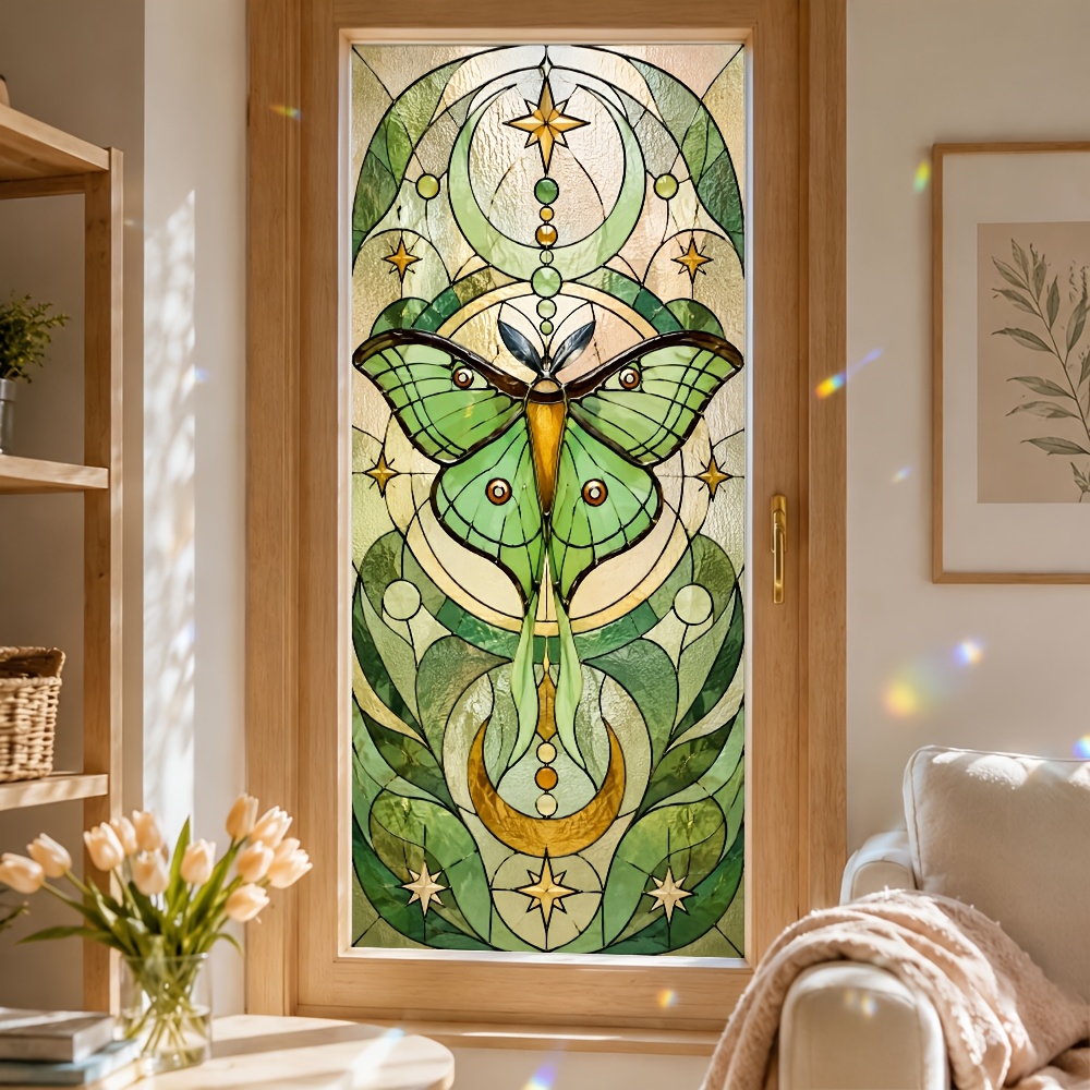 TEMU 1pc 45x100cm Pet Frosted Window Film, Vine Stained Glass Window Sticker, Self-adhesive Removable Privacy Film For Bathroom Kitchen Office Glass