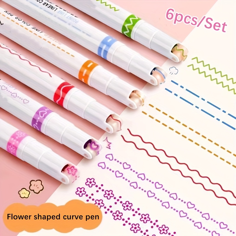 

A Set Of 6 Pens In Of Flowers, Featuring And , Note-taking And With Colored Pencils.