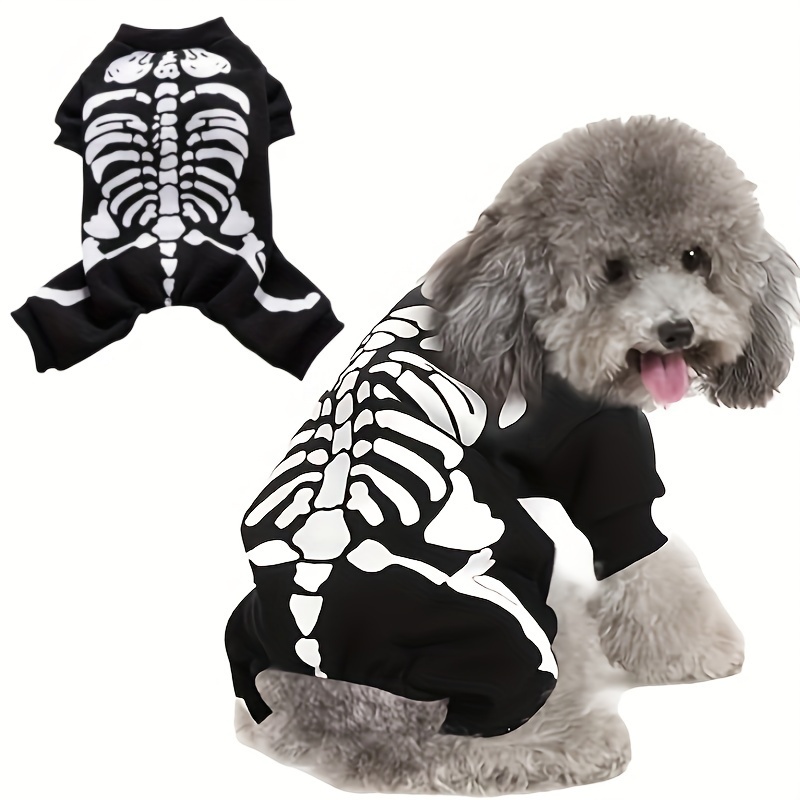 

Spooky Skeleton Pet Costume For - Halloween Parties, Cosplay & Photo Props, Soft Polyester, Easy Pullover Design