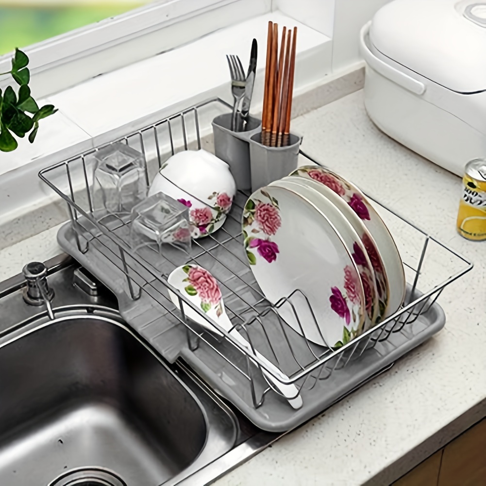 Drip Tray Sink Dish Rack Stainless Steel Grey Dish Drainer Single