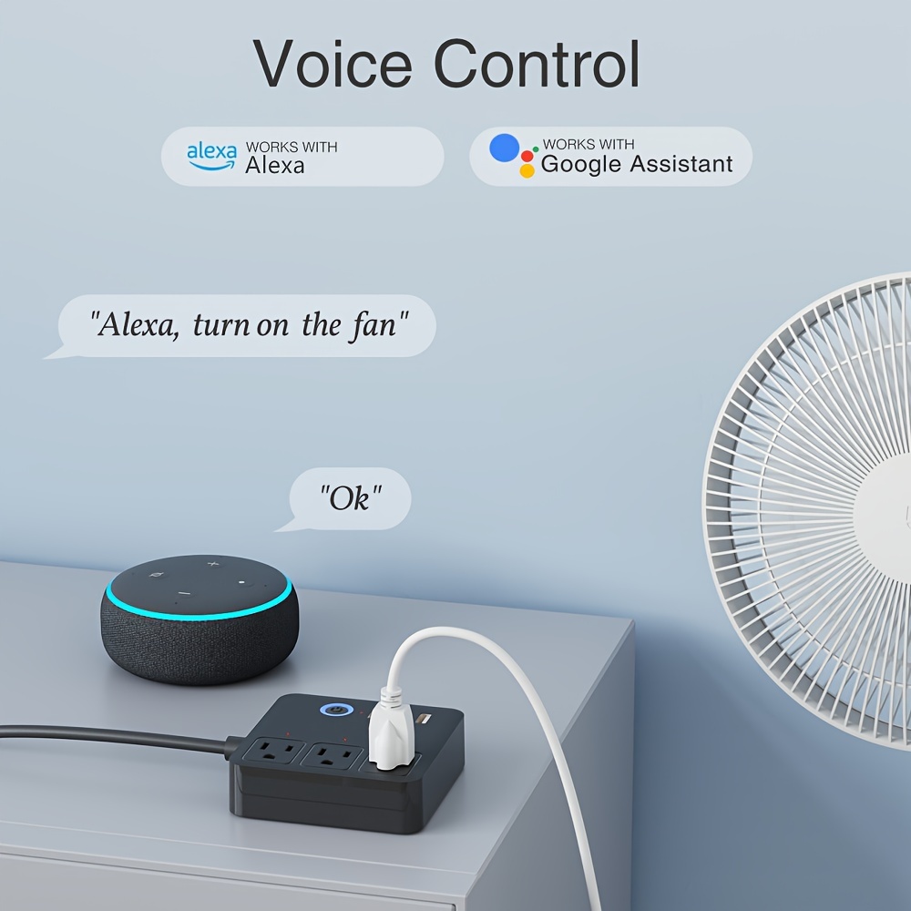 GHome Smart Mini enchufe inteligente, enchufe de salida WiFi funciona con  Alexa y Google Home, control remoto con función de temporizador, solo