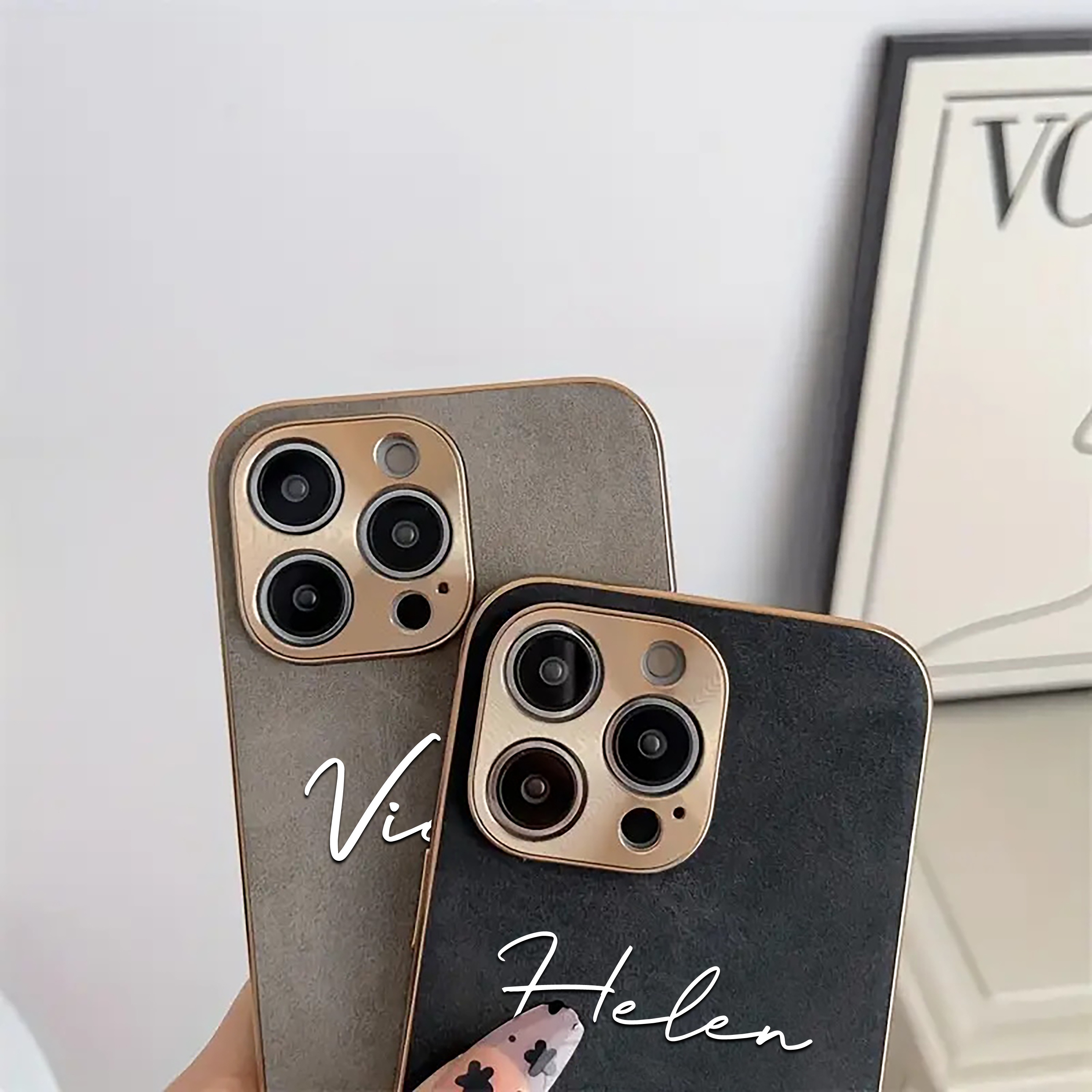 Personalized Customized Phone Case Compatible with iPhone 16 15 14 13 12 11 Pro Max Personalized Name DIY Engraving Luxury Fashion Plating Lambskin Soft Faux Leather Shockproof Gift Cover iPhone 11 12 13 14 15 16 Pro Max Plus