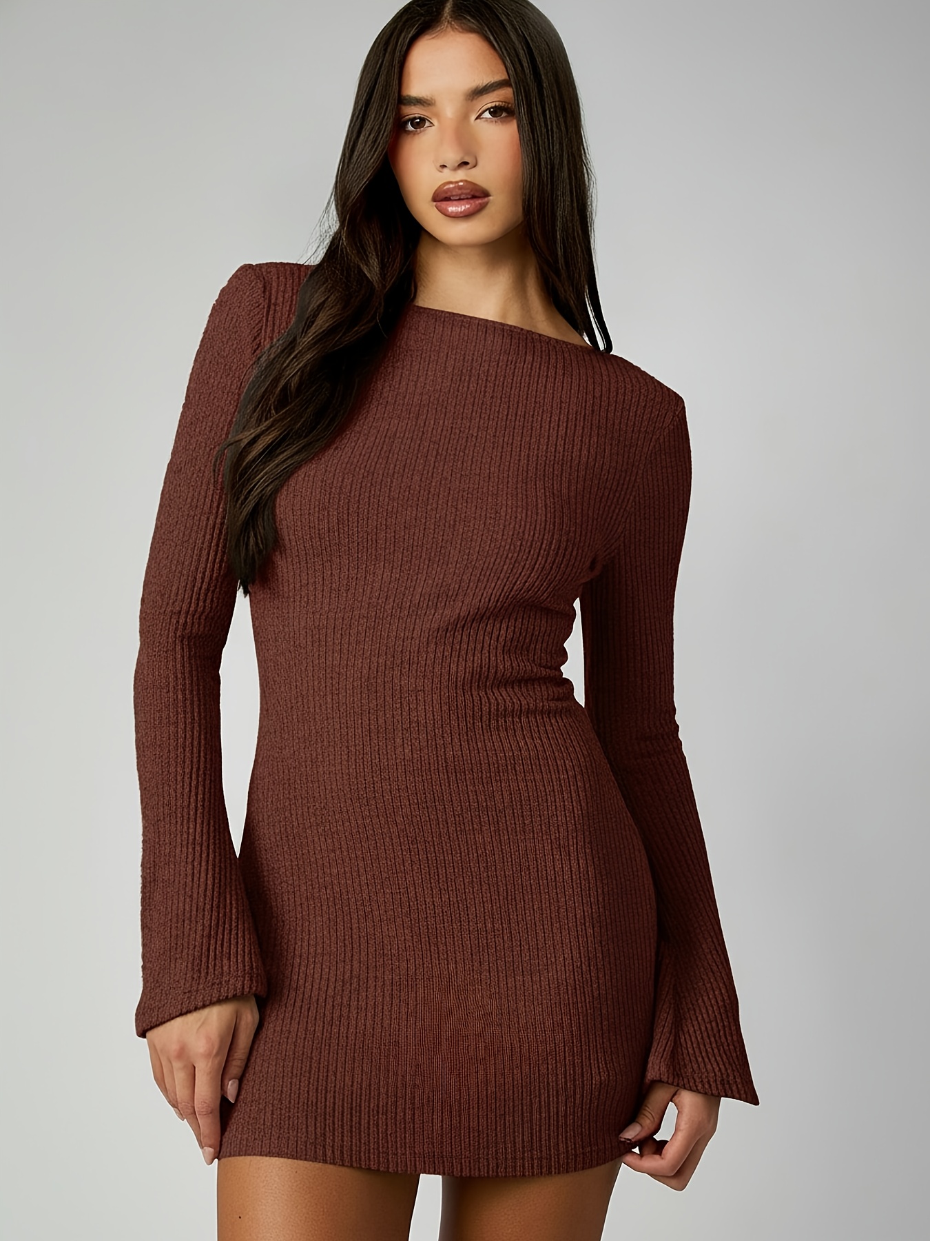 oseree brown dress Gem Deep V Dress main image 1