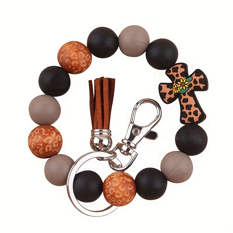2 Portachiavi Bracciale In Silicone Con Nappa Pelle – Leopardati