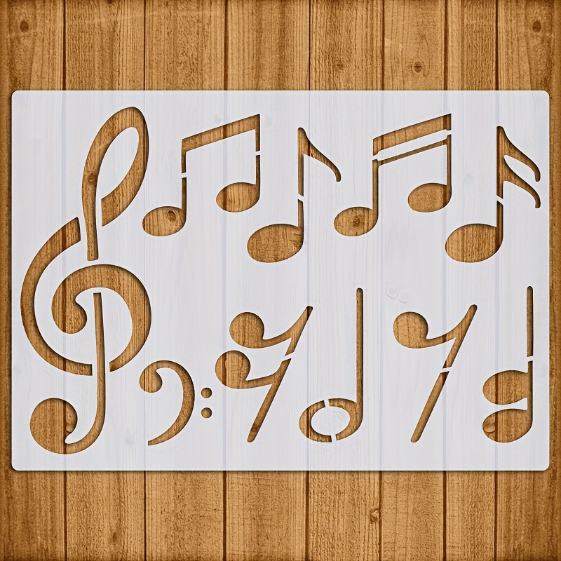 Image of 1pc Of Elegant Musical Note Stencil, A4 Size Reusable Painting Template For Diy Crafts, Fabric, Canvas, Wall Decor, And Home Decoration