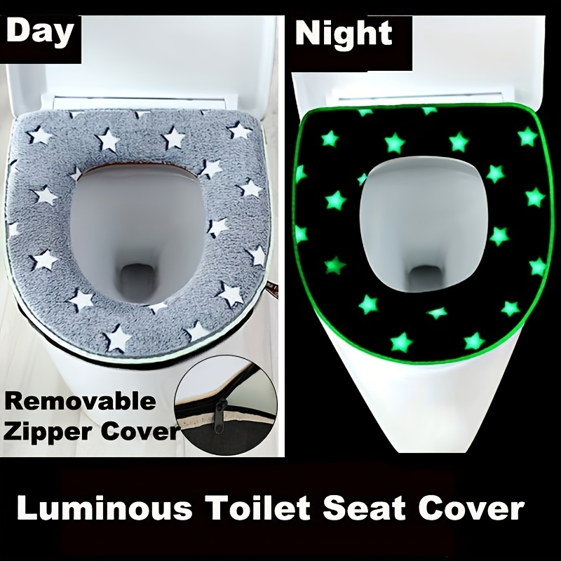 

1pc Dark Plush Toilet Seat Cover - Luxurious, Removable & With Zipper Closure - Cozy Bathroom Essential Mat & Ring Set