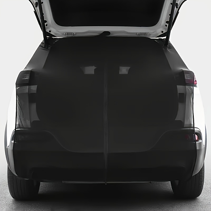 Magnetic Car Tailgate Net - Uv Protection, Breathable Mesh Window For Trunk And Rear Door, Black Polyester, No Lining