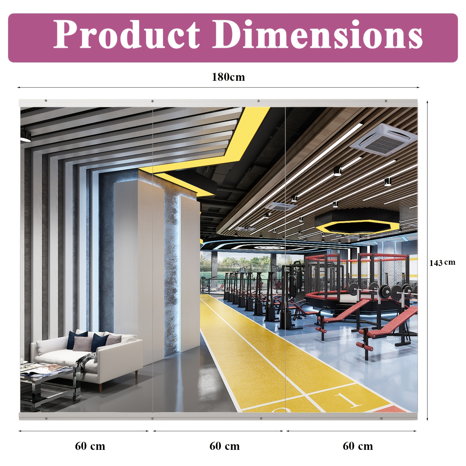TEMU Home Gym Mirrors - 145x60cm-2pcs Large Tempered -length Wall Mirrors For Yoga, Fitness & | Frameless, Shatterproof & Durable For Garage Or Home