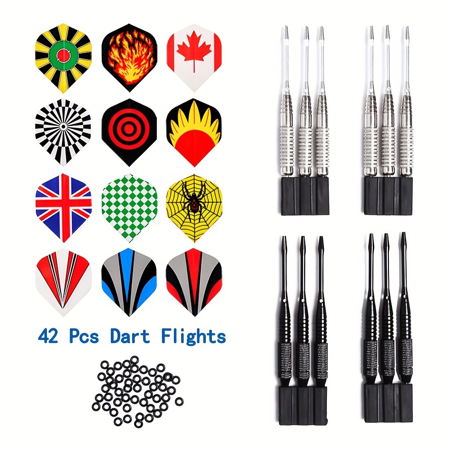 

12pcs 24g Darts And 42pcs Dart Flights, Suitable For Indoor And Outdoor