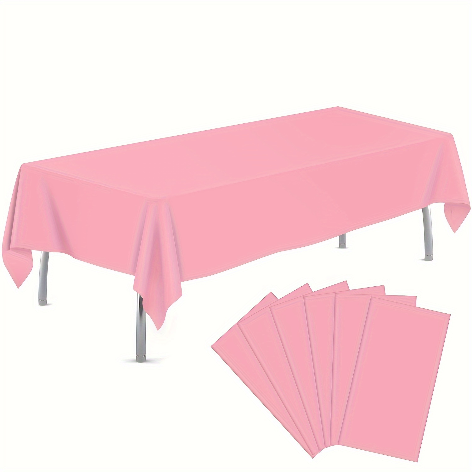 

6 Pack, Plastic Table Cloth, 54" X 108", Disposable Tablecloths, Rectangle Table Cover, Plastic Table Cloths For Parties, Table Decor