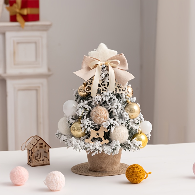 Image of 1 Mini Decorative Art Desktop Christmas Tree Set - Home Holiday Decoration, No Required, For New Year's Celebrations