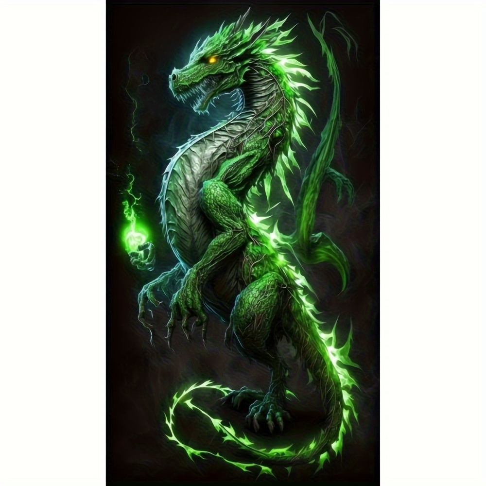 

Green Fire Dragon Diy Diamond Painting Kit Round Full Drill Acrylic Embroidery Mosaic Set For Home Wall Decor – Animal Themed Art Craft Gift For Adults Beginners