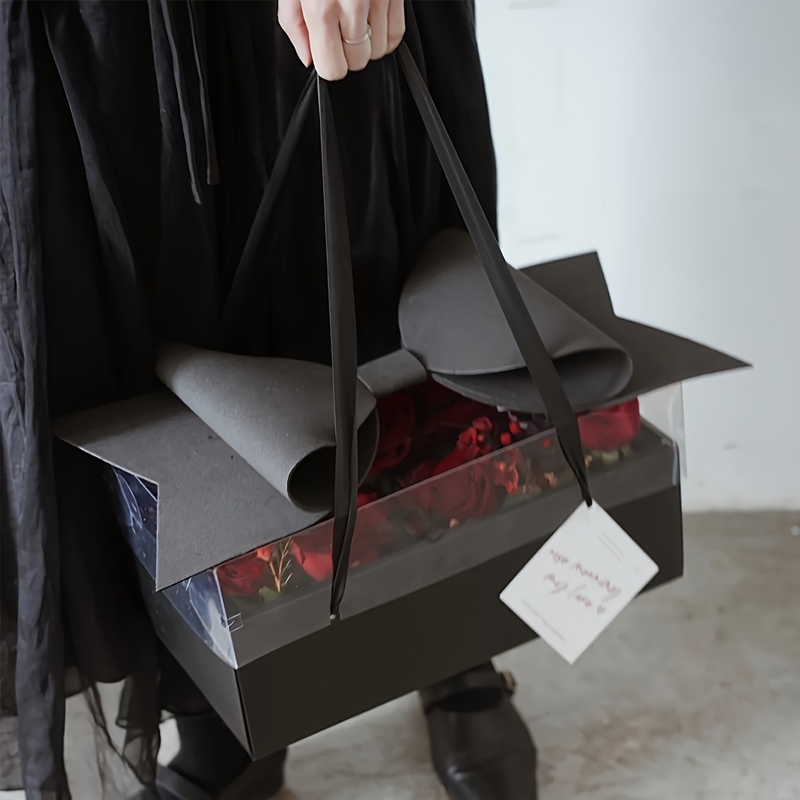 5pcs of Transparent PVC Folding Flower Boxes for Valentine'S Day Gift Packaging, Hand-Held, Suitable for Women'S Day Gifts, Mother'S Flower Gifts, Fruit Boxes And Flower Boxes, Christmas, Halloween