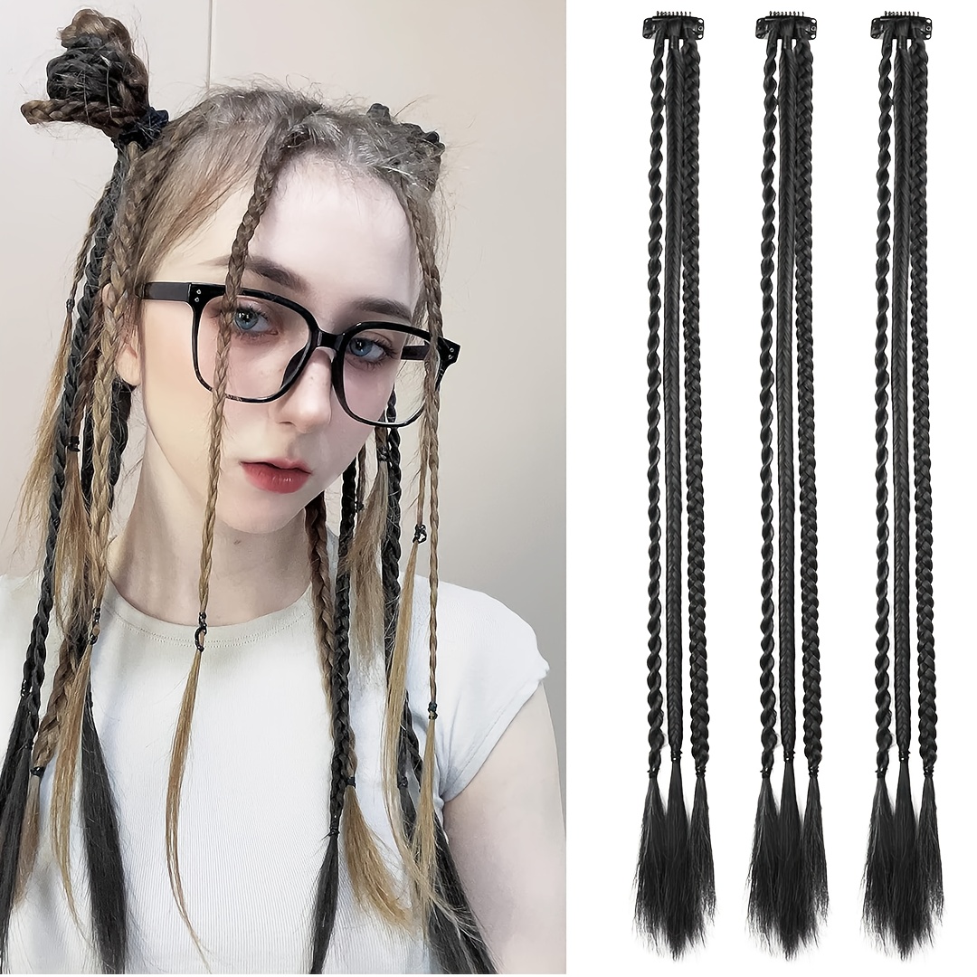 braid hair extensions 3pcs clip in hair extensions baby braids 3 braids on   6 braids   long   synthetic hairpieces for women details 8