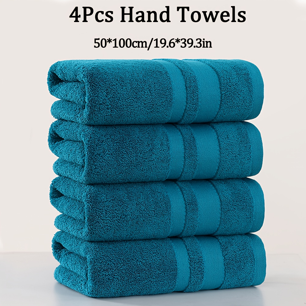 4pcs Large Set, 50 X 100cm/19.7 X 39.4in, 500gsm, Solid Material, Quick Dry Absorbent Bathroom Towels, Soft And Comfortable, Absorption, Suitable For Bathroom, Hotel, Gym