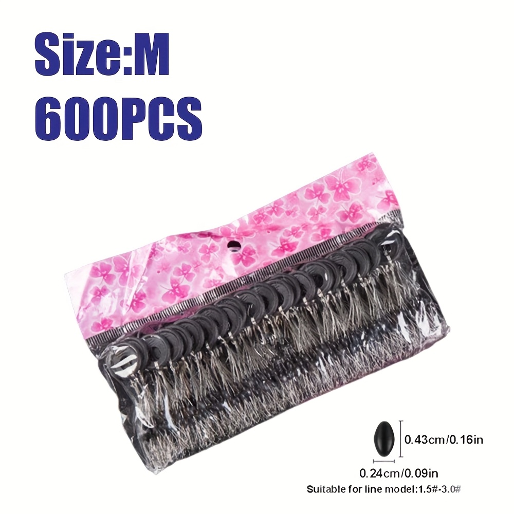 600pcs Jsfun Black Rubber Oval Float Sinker Stops, 6in 1 Bobber Stops, , Uncharged, Without Battery, Size , For Fishing