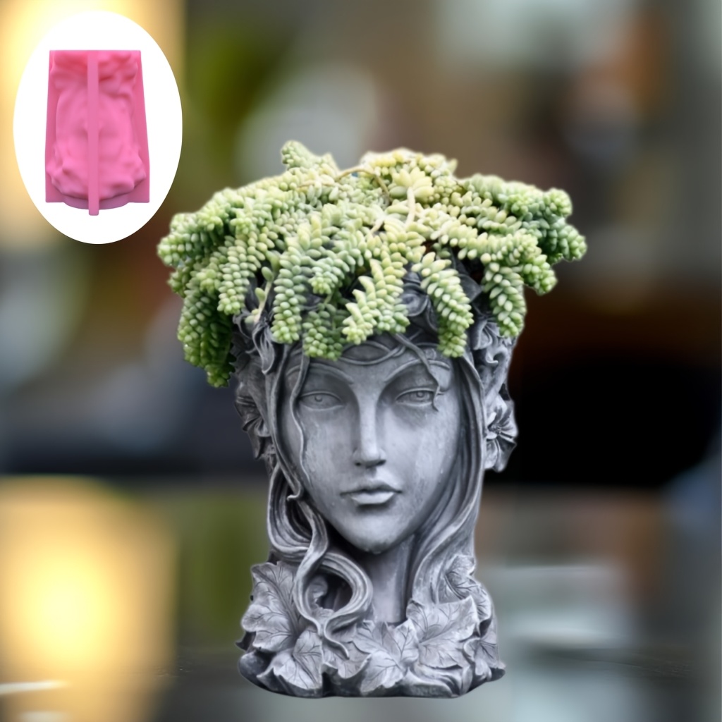 1x goddess flower pot silicone mold elegant female face - Temu
