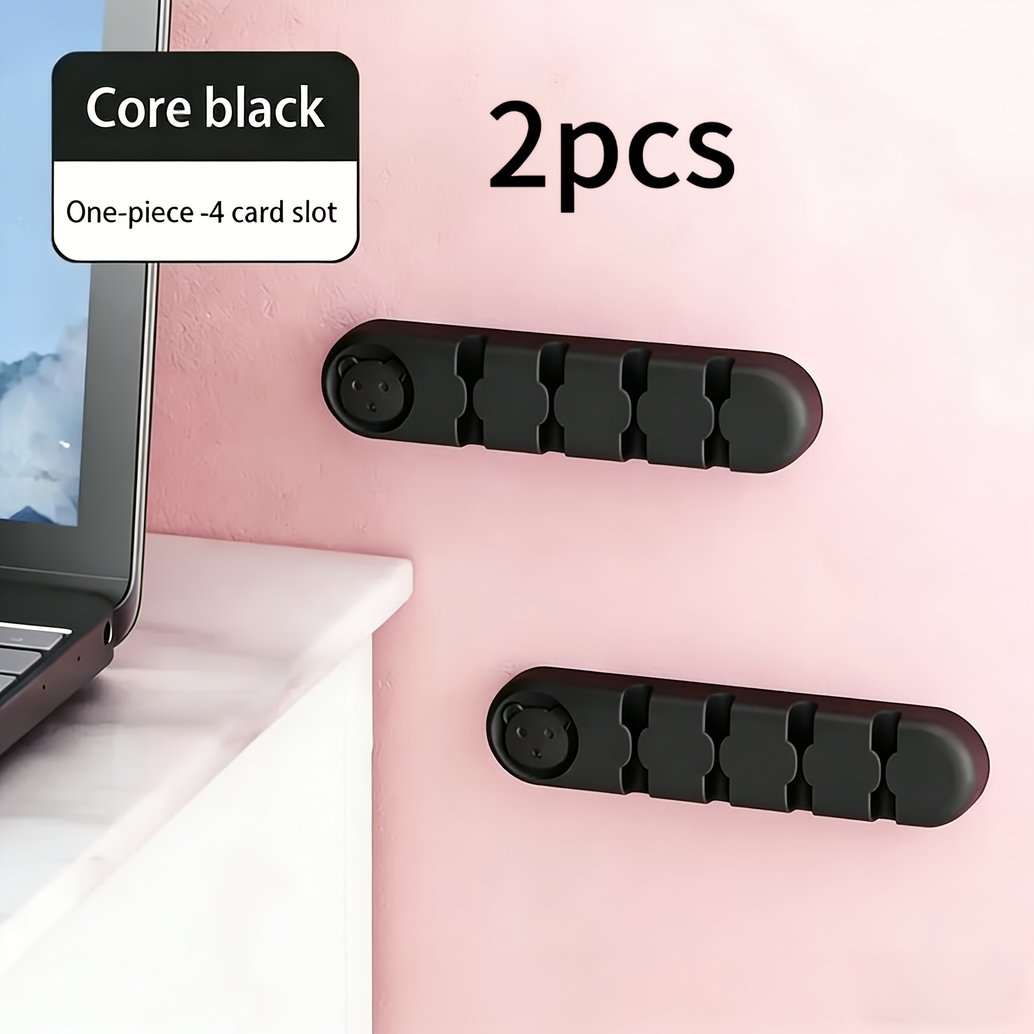 TEMU 2pcs, Soft Silicone Desktop Cable Organizer With 4 Holes For Charging Cables And Hubs - Keep Your Desk Clutter-free And