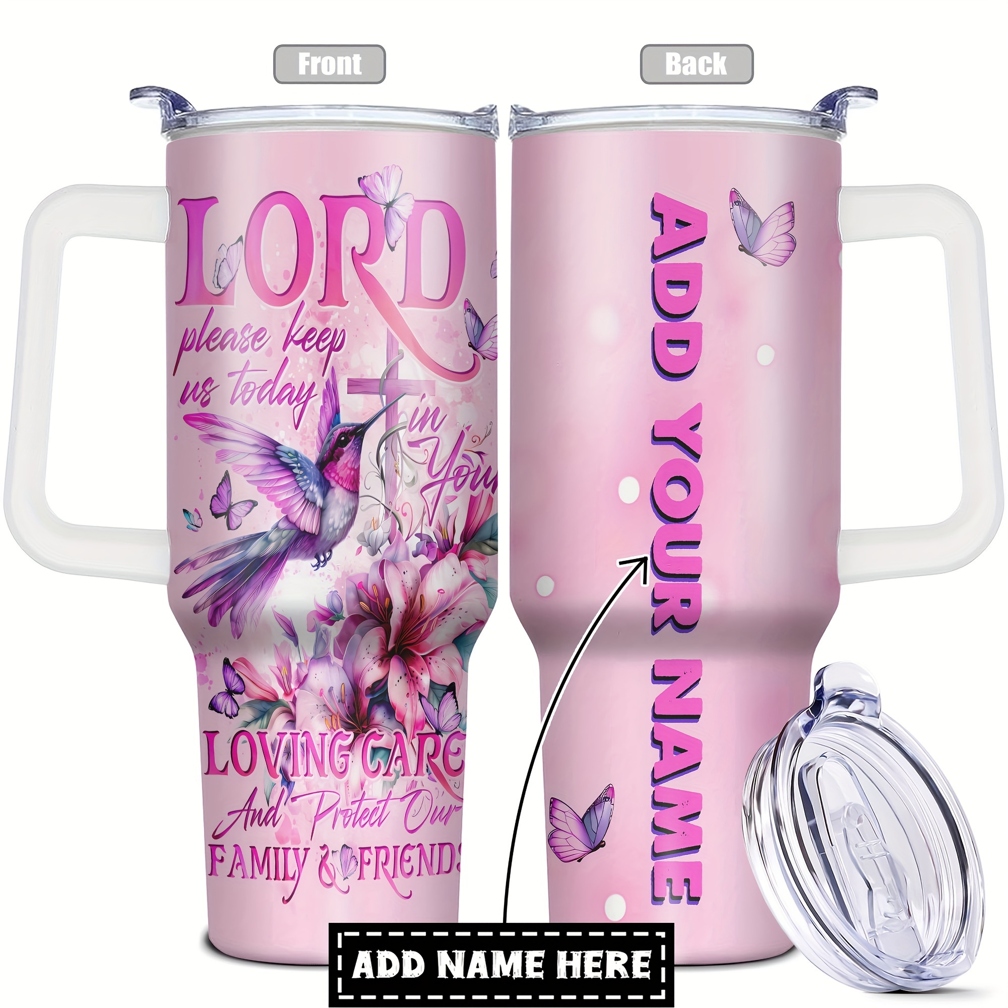 

Custom Name 40oz Stainless Steel With Lid - Hummingbird & Design, Christmas, Thanksgiving, Halloween Gifts - , Bpa-free, Reusable - Ideal For Dad, Son, Mom, Sisters, Teachers, Coworkers