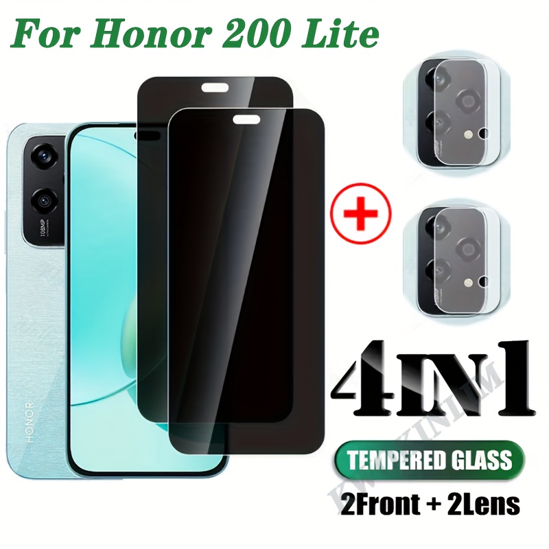 Yenwen Vetro Temperato per Honor 200 Lite 5G, 2 Pezzi Glass Pellicola Protettiva + 2 Pezzi Pellicola Fotocamera Protezione, Anti Graffio, Anti-Impronte, Senza Bolle, 0,33mm Ultra Trasparente