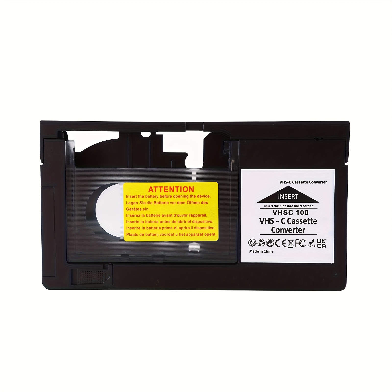 TEMU Motorized Vhs-c To Vhs Cassette Adapter - This Classic Retro Converter Allows You To Play Vhs- In A Standard Vhs Player. Compatible With Jvc
