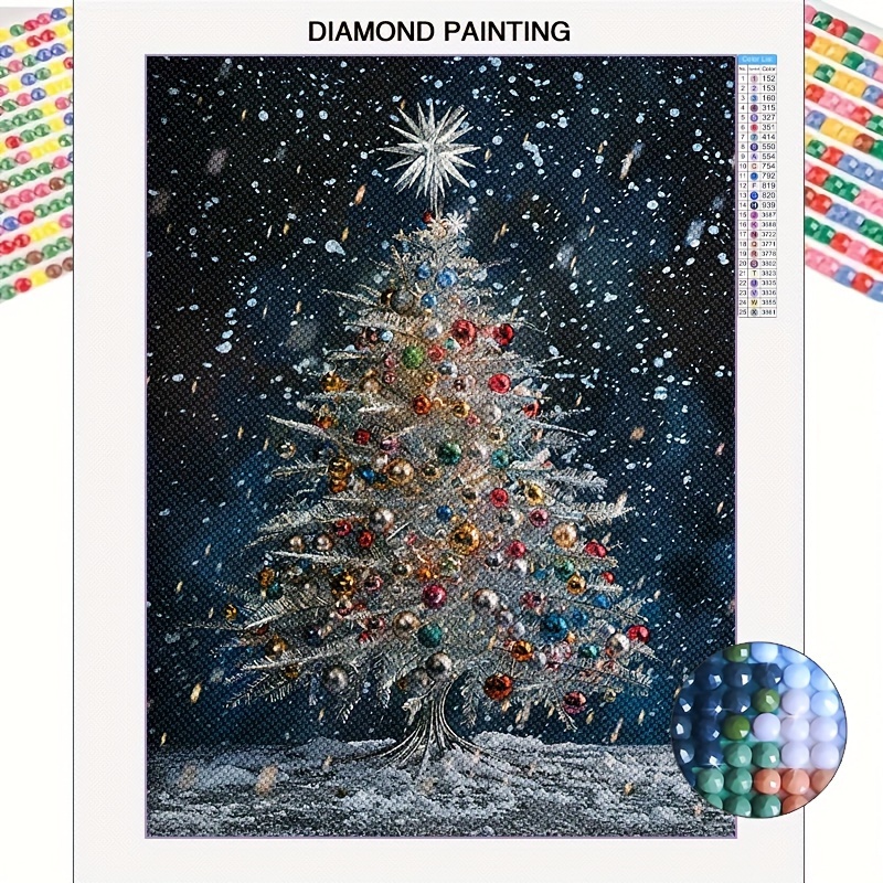 

Christmas Tree 5d Diamond Painting Kit For Adults - Round Rhinestone Art, Diy Craft Set For Beginners & Enthusiasts, Mosaic Wall Decor Gift For Living Room & Bedroom, , 11.8x15.8 Inches