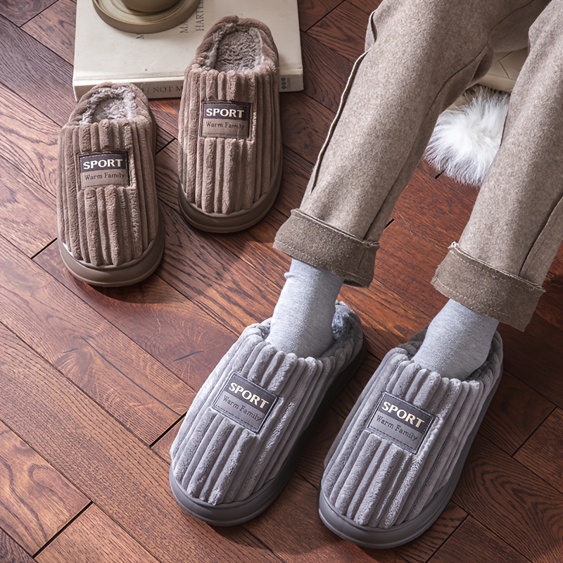 

Chaussons en Confortables pour Hommes de Grande Taille - Chaleur Automne/Hiver, Semelle Épaisse Antidérapante pour , Design à Rayures, Bout Rond - Parfaits pour le Confort en Temps Froid