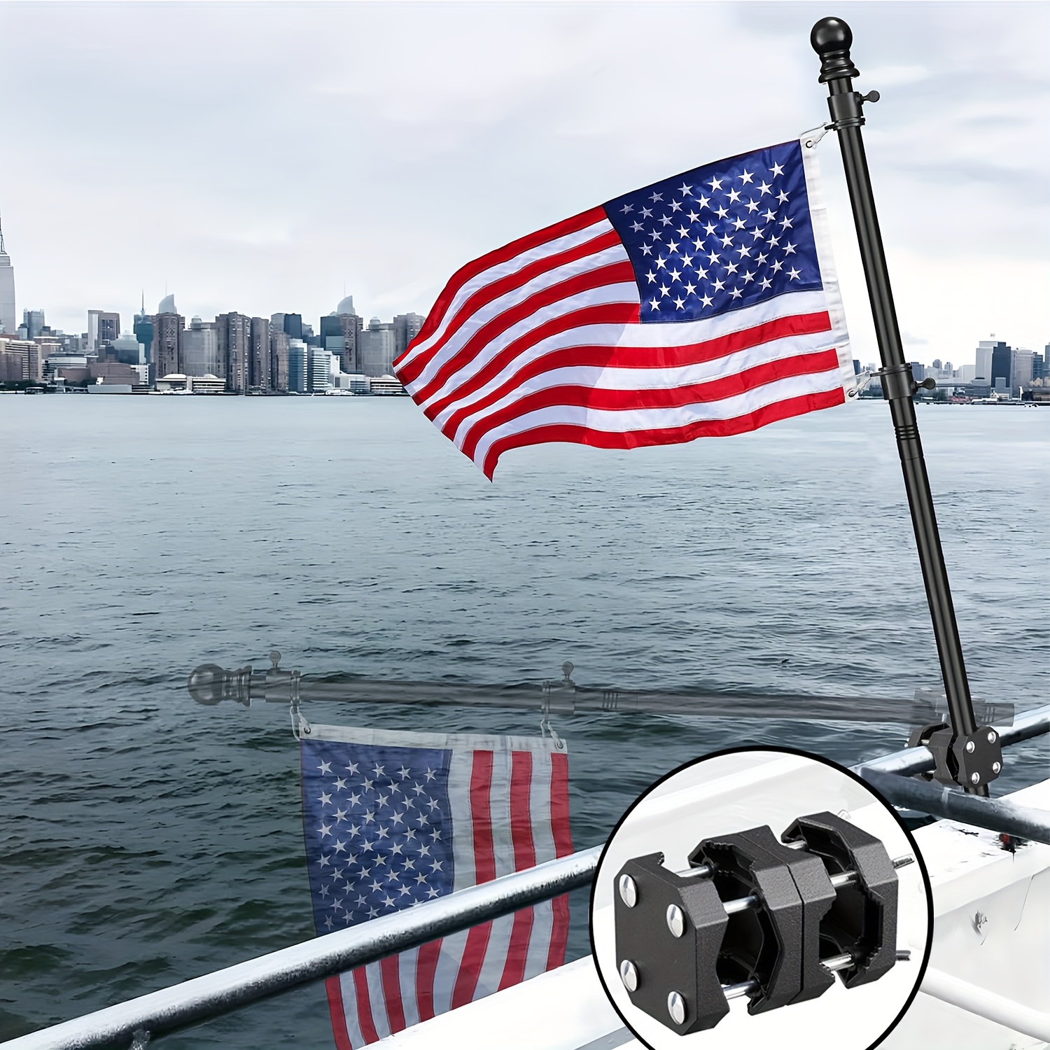 Flag Pole Mount Pontoon Boat Accessories Flag Pole Kit - Main Image