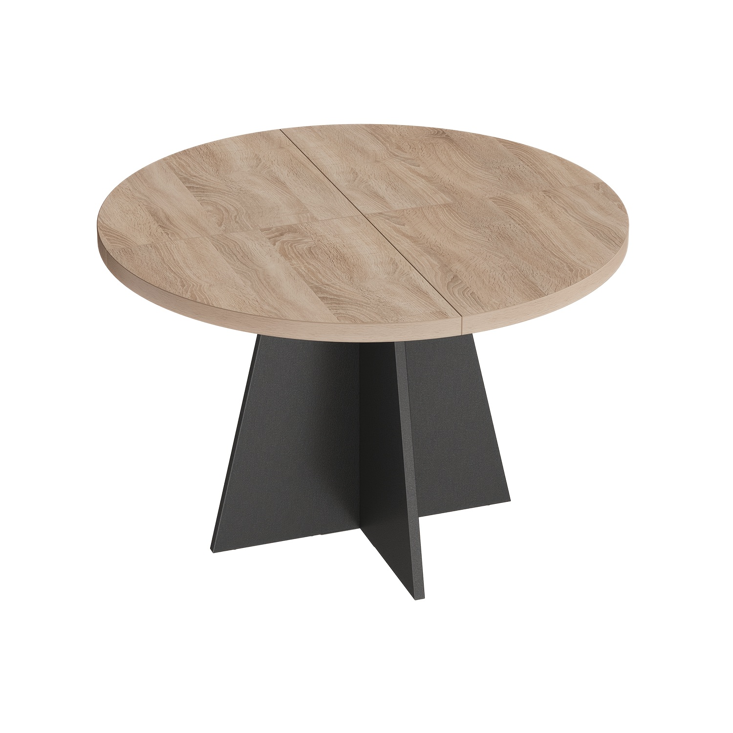 100cm Modern Round Dining Table Suitable For 4 With Thick Tabletop & - Solid Wood Base & Wood Top, Warm Oak Kitchen Table, Cross Base For Stability, Assembly For, For Restaurant Use