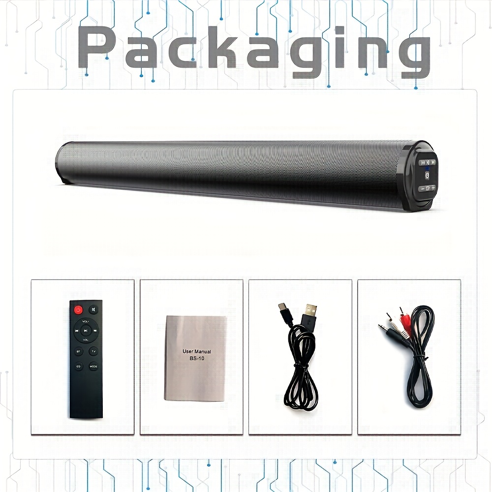 20w Wireless Home Theater Speaker Soundbar, Long Soundbar, Tv Speaker, Music Player, Suitable For Computers, Phones, Televisions Perfect Gift