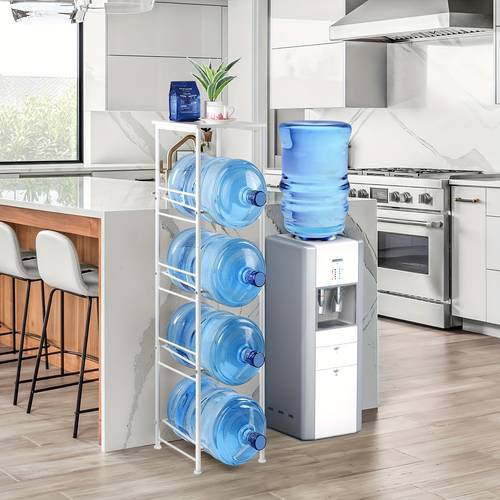 4 tier 5 gallon water bottle holder organizer with storage shelves water cooler jug rack for room and office