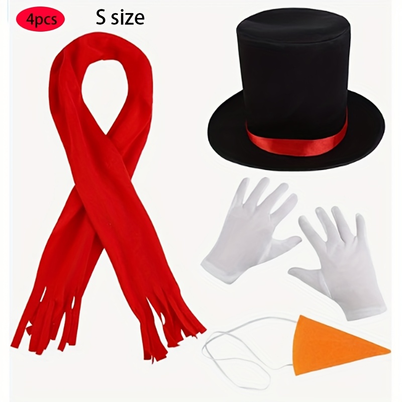 Christmas Holiday Party Snowman Hat With Scarf, Gloves, And Snowman Nose Set