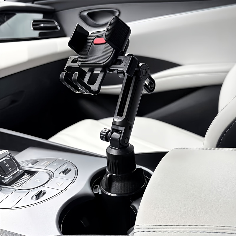 TEMU Support de téléphone pour porte-gobelet de voiture, support de téléphone portable à bras long réglable pour fente de gobelet, support de