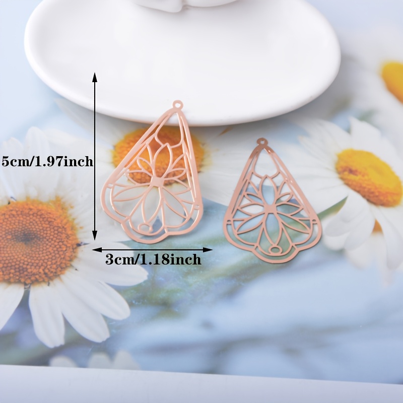 10pcs Colorful Hollow-Out Floral Teardrop Charms for DIY