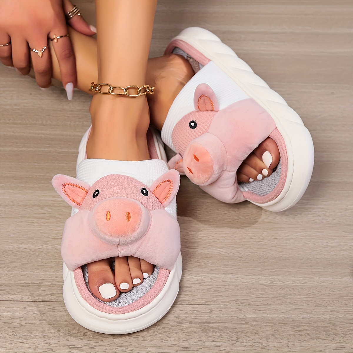  Zapatillas de mujer Zapatillas de cerdo de animales