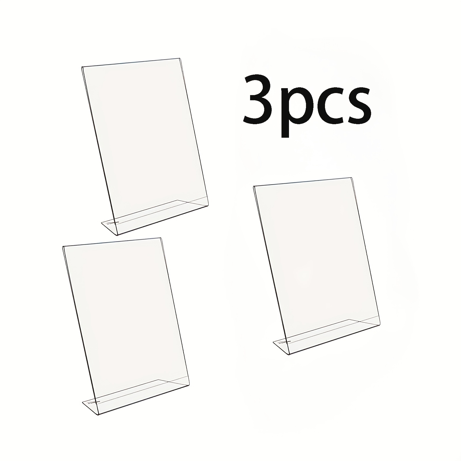 TEMU 1 Set Of 3pcs Transparent Acrylic Display Stands, Suitable For Menus, Brochures, And Flyers, Designed For Angled Placement On Desks To Display