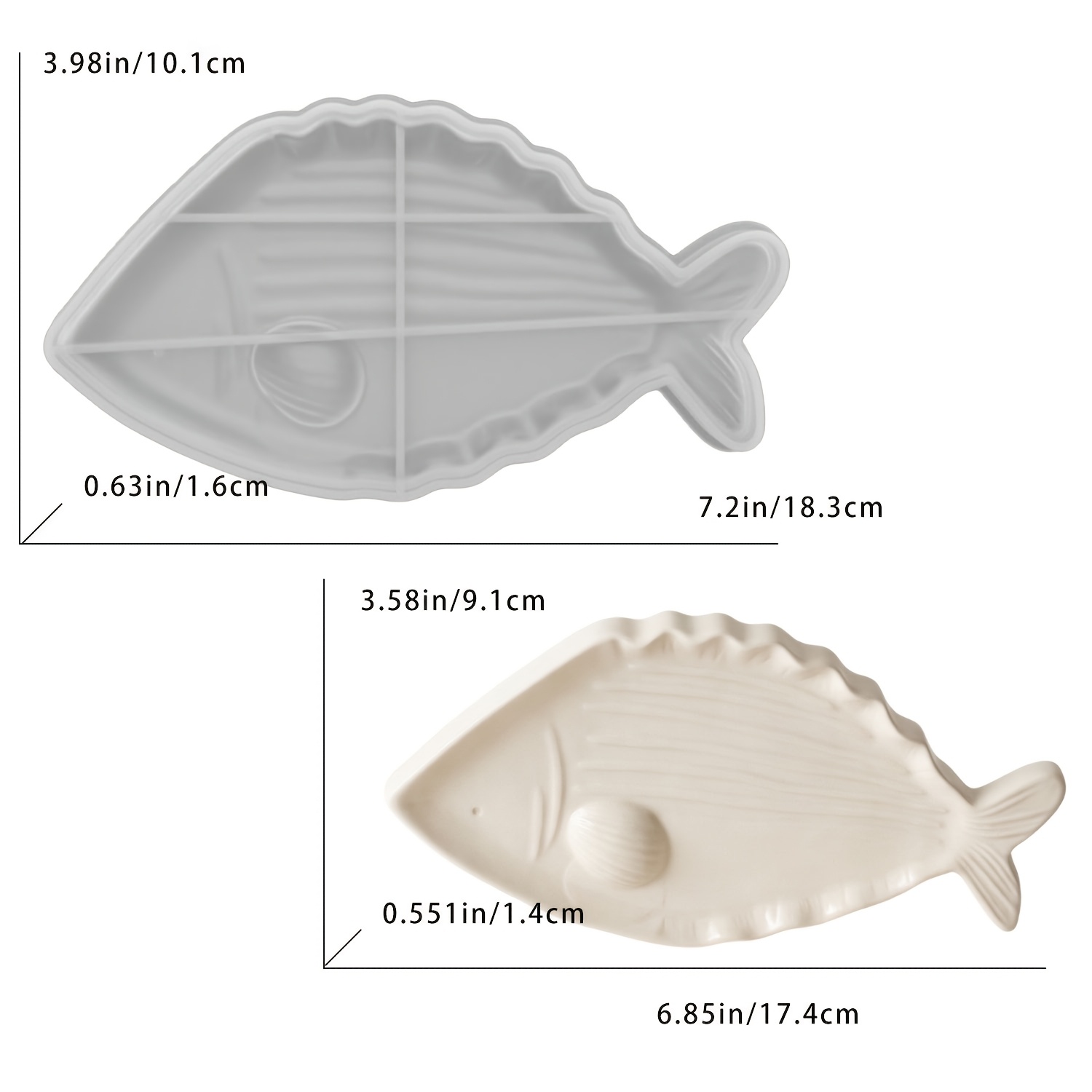 TEMU Wiederverwendbare Silikonform geeignet für DIY-Fischschalen, Harz-Tropfhandwerk & Kerzenhalter – Mehrzweck-Karpfenschalenform mit fischförmigen